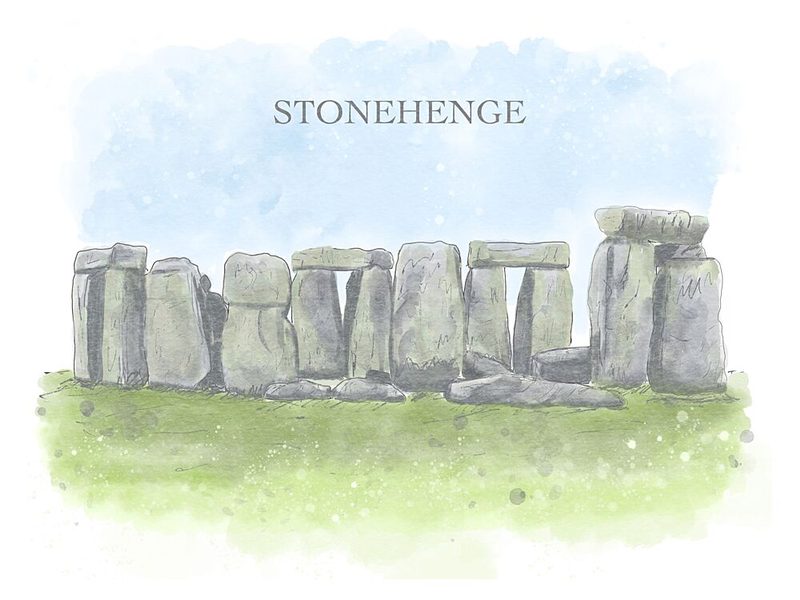 Stonehenge Watercolor Landmark art print by Aliya Putrus for $57.95 CAD