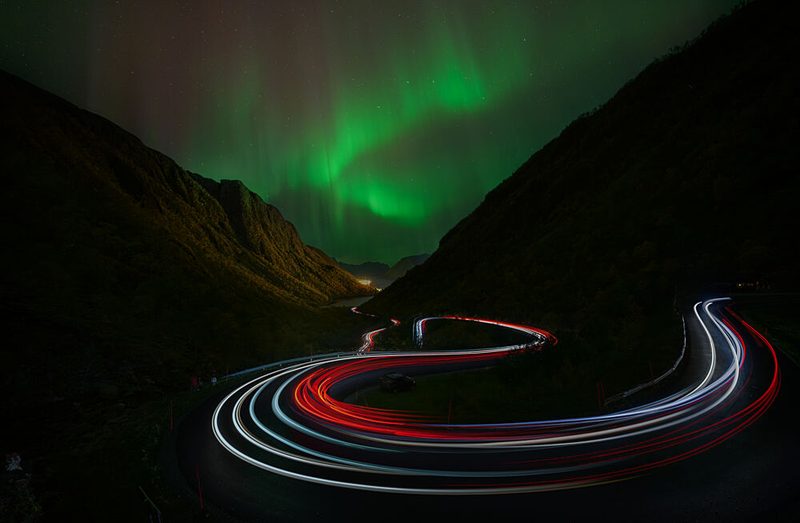 Northern Lights Road Trails art print by James Zhen Yu for $57.95 CAD