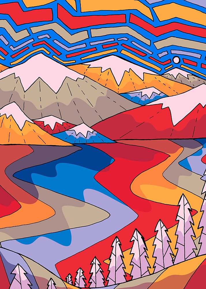Vibrant Mountain Landscape art print by Stephen Wade for $57.95 CAD