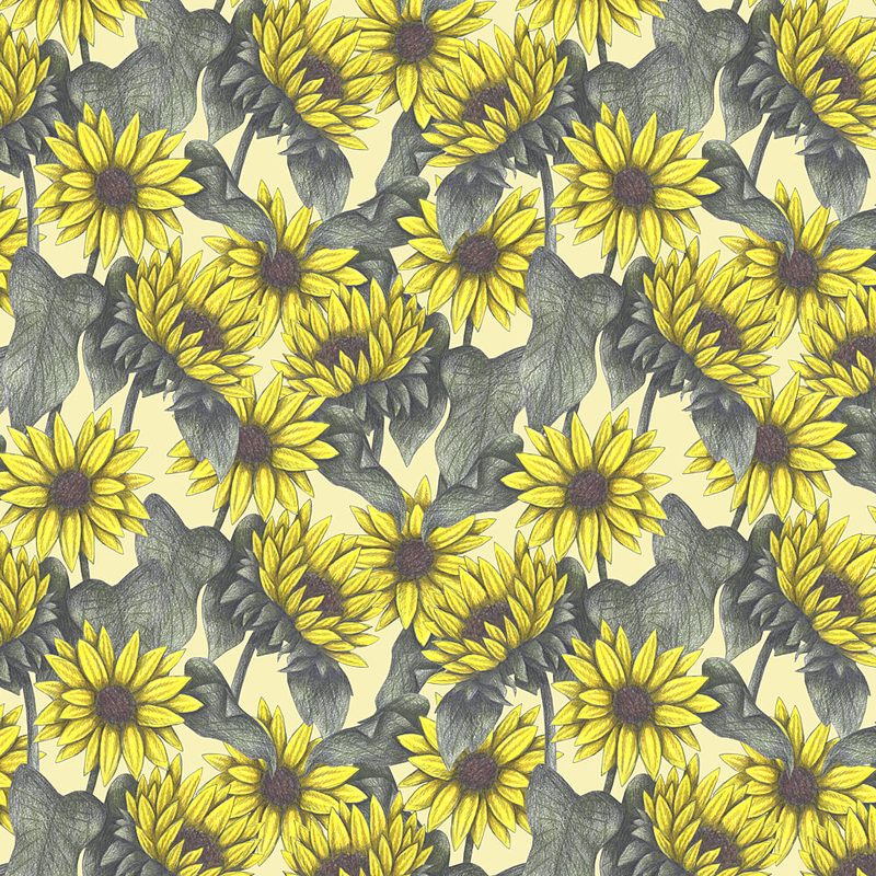Sunny Sunflower Pattern art print by Cecilia Battaini for $57.95 CAD