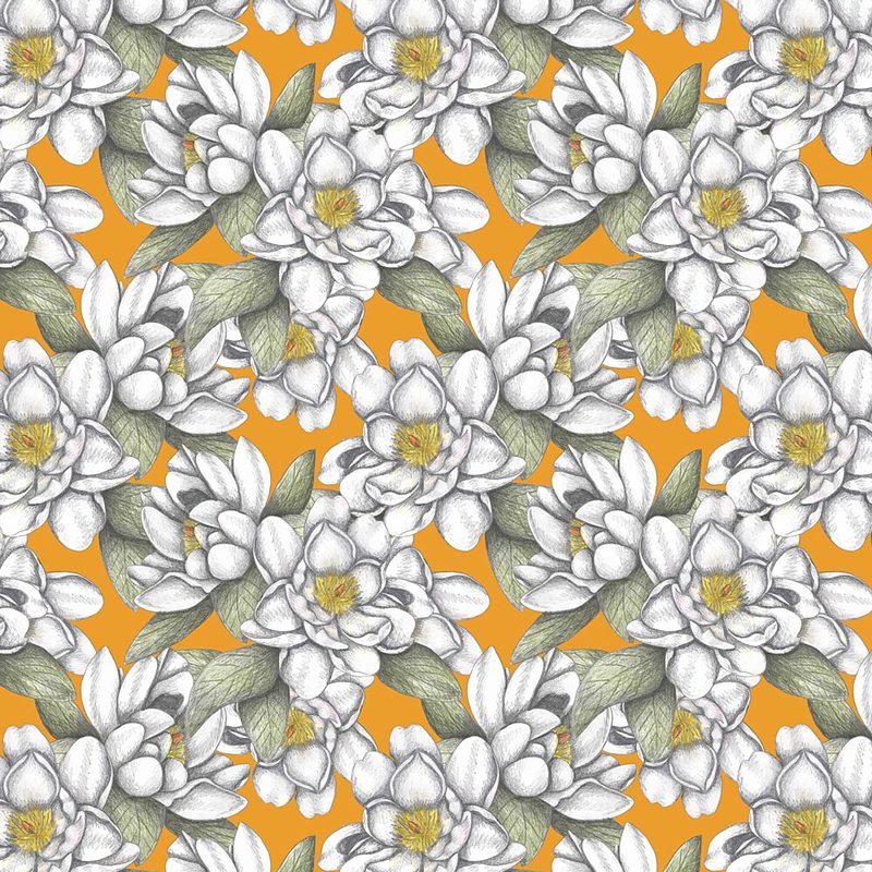 White Blooms on Orange art print by Cecilia Battaini for $57.95 CAD