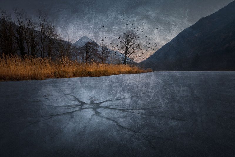 Frozen Mountain Lake Birds art print by Fiorenzo Carozzi for $57.95 CAD