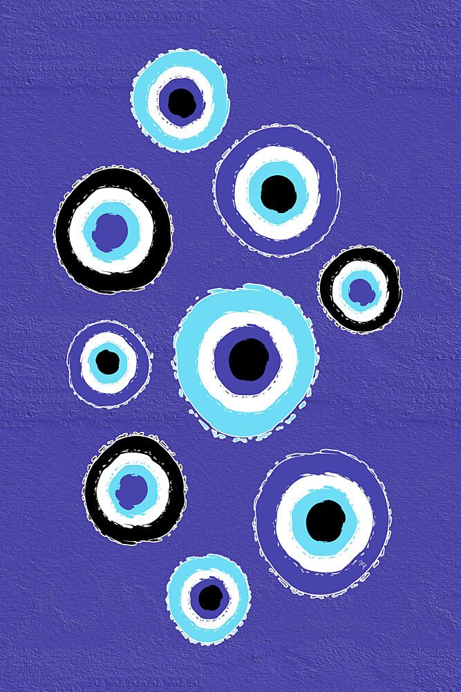 Blue Evil Eye Symbols art print by Martina for $57.95 CAD