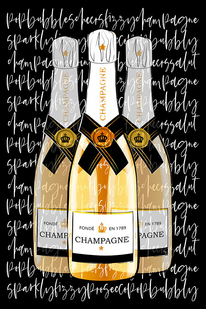 Elegant Champagne Trio art print by Martina for $57.95 CAD