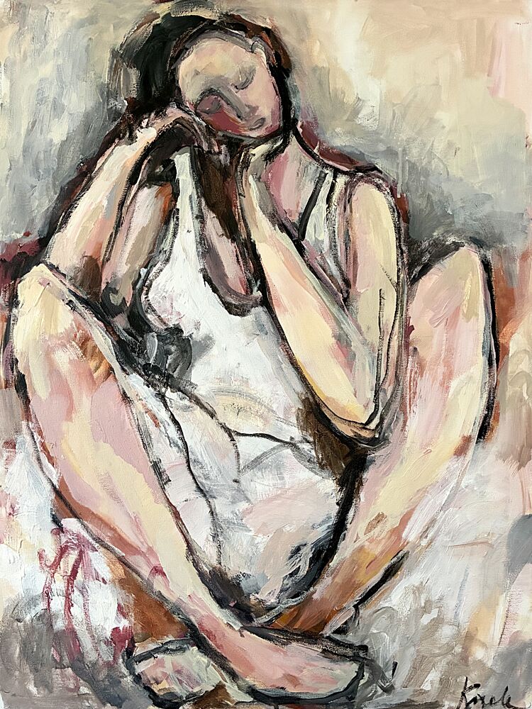 Pensive Seated Woman art print by Magdalena Krzak for $57.95 CAD