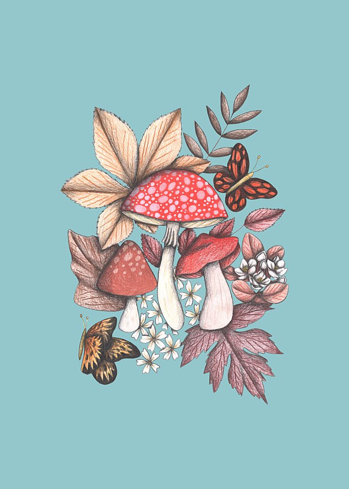 Autumn Forest Mushrooms art print by Cecilia Battaini for $57.95 CAD