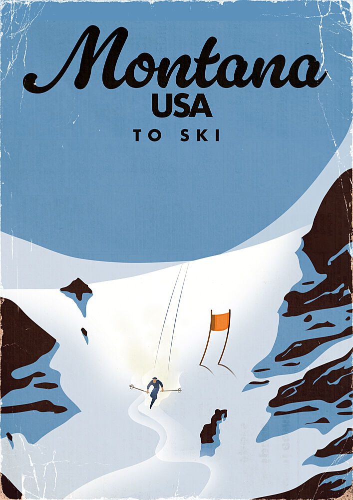 Vintage Montana Ski art print by Nicholas for $57.95 CAD