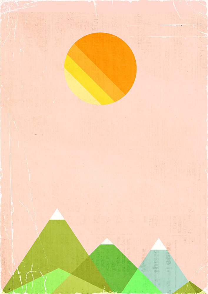 Minimalist Mountain Sun art print by Nicholas for $57.95 CAD