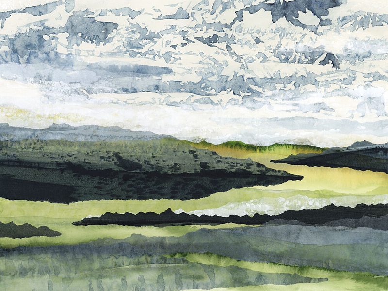 Serene Watercolor Landscape art print by Lara Eckerman for $57.95 CAD