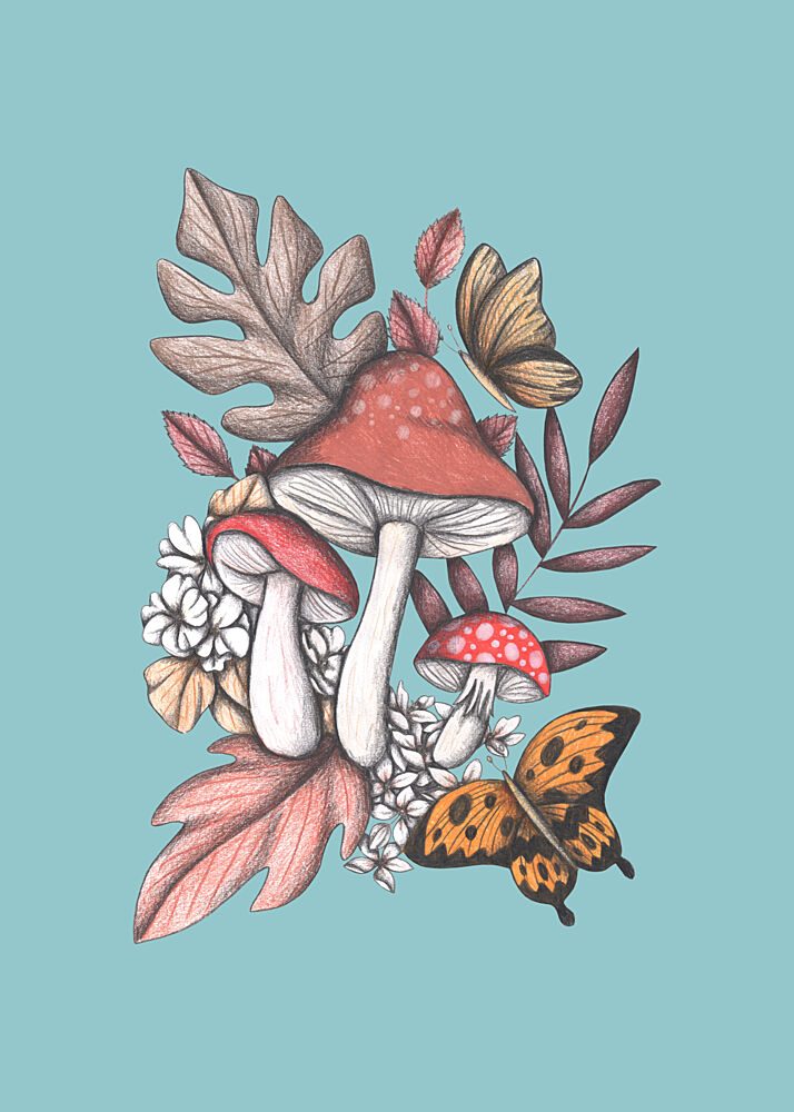 Enchanted Mushroom Butterflies art print by Cecilia Battaini for $57.95 CAD