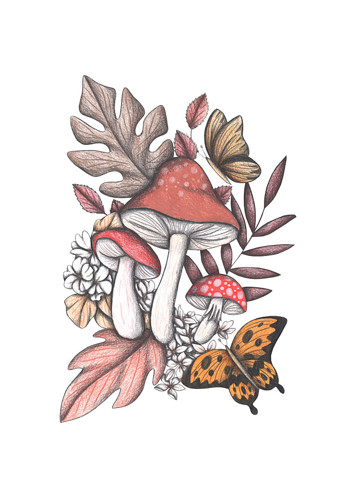 Autumn Mushroom Grove art print by Cecilia Battaini for $57.95 CAD