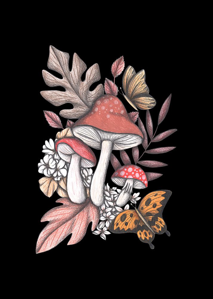 Whimsical Mushroom Gathering art print by Cecilia Battaini for $57.95 CAD