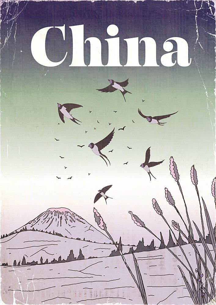China Swallows Landscape art print by Nicholas for $57.95 CAD