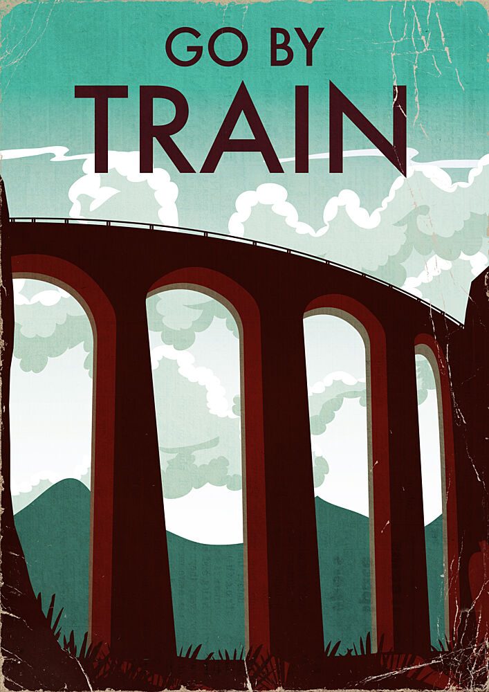 Vintage Train Viaduct art print by Nicholas for $57.95 CAD