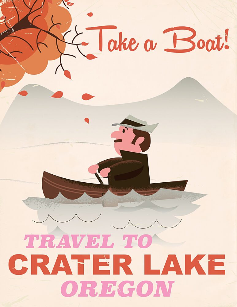 Vintage Crater Lake Boating art print by Nicholas for $57.95 CAD