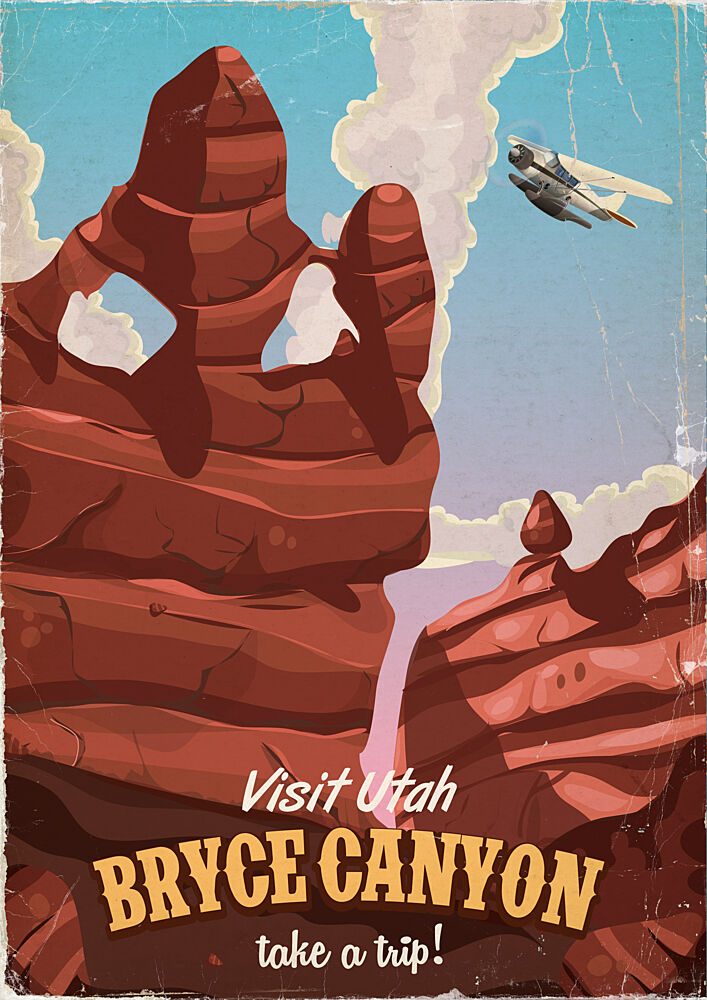 Bryce Canyon Vintage Flight art print by Nicholas for $57.95 CAD