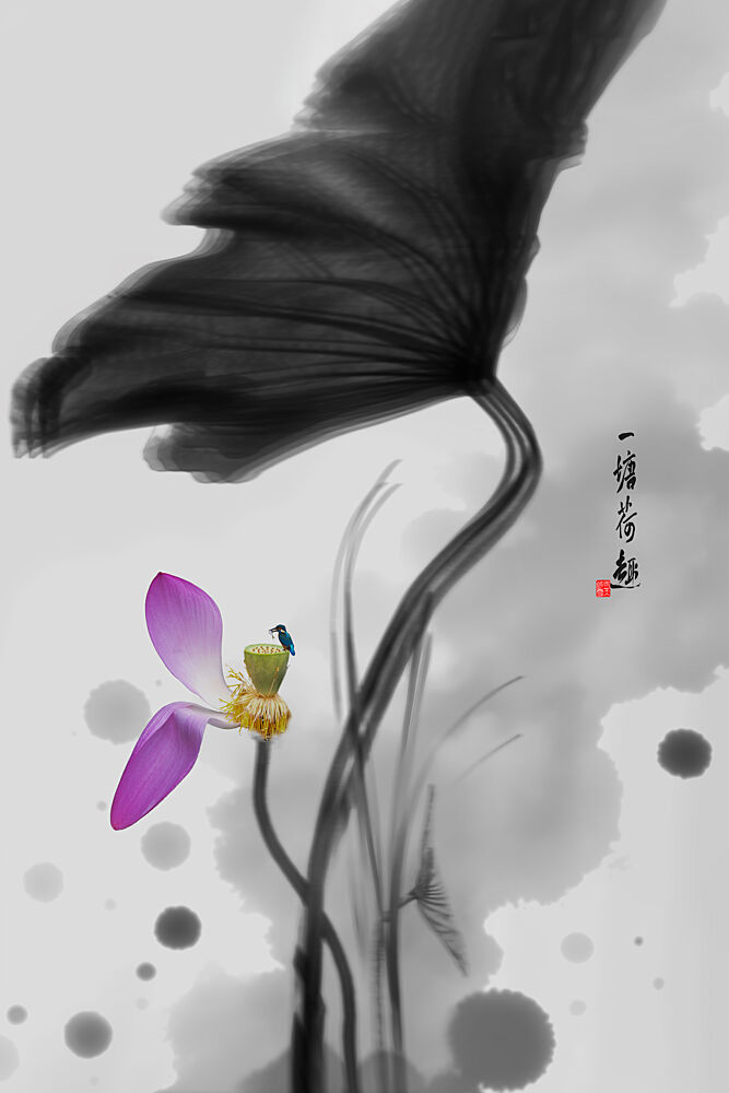 Pink Lotus Bird art print by Xuedong Bai for $57.95 CAD