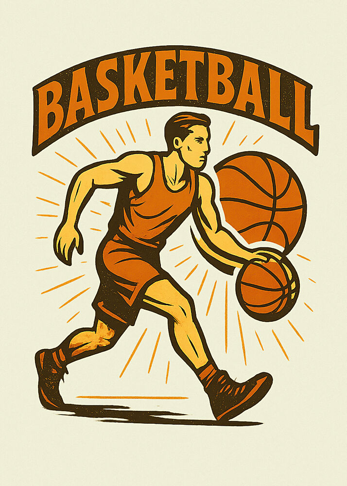 Vintage Basketball Dribble art print by Pictufy Studio IV for $57.95 CAD