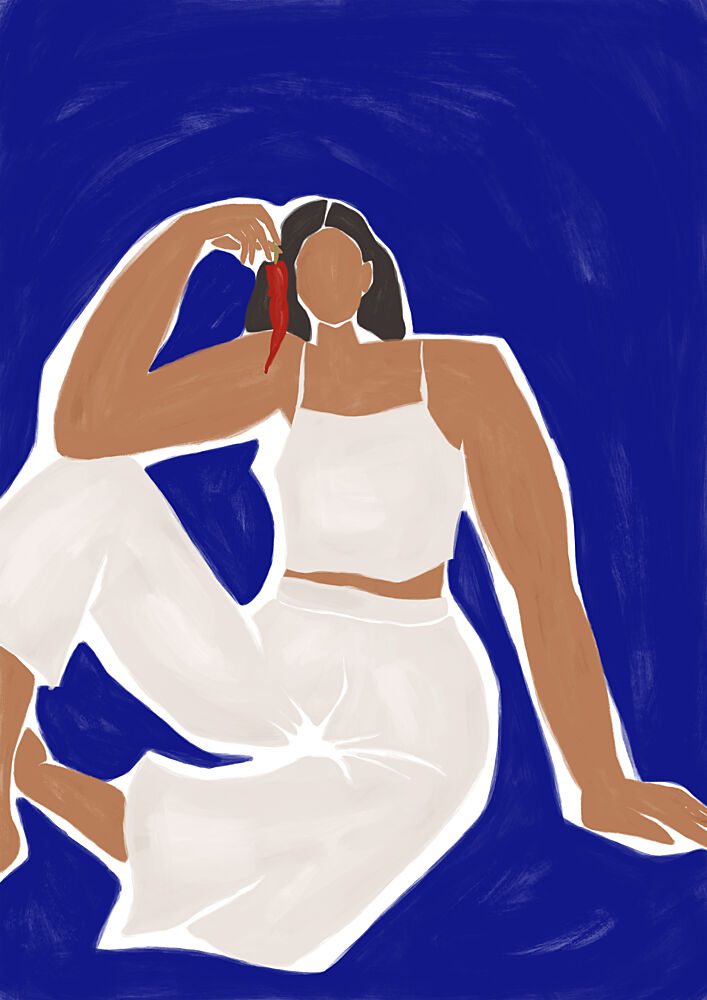 Woman Holding Red Chili art print by Ivy Green Illustrations for $57.95 CAD