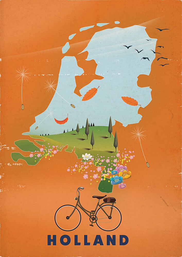 Holland Cycling Landscape art print by Nicholas for $57.95 CAD