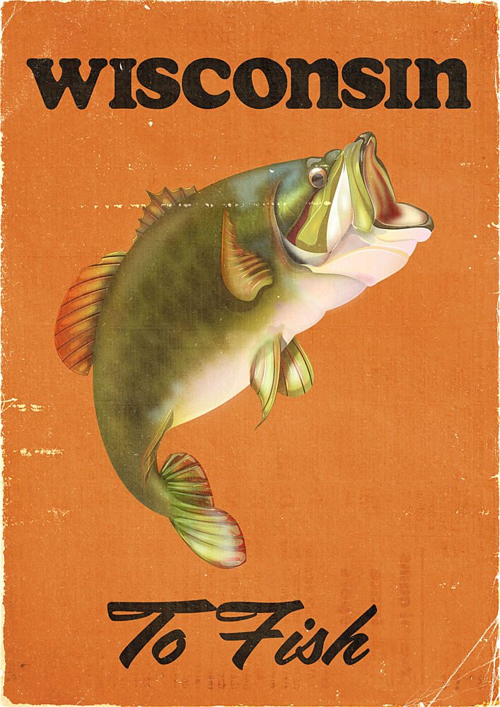 Wisconsin Bass Fishing art print by Nicholas for $57.95 CAD
