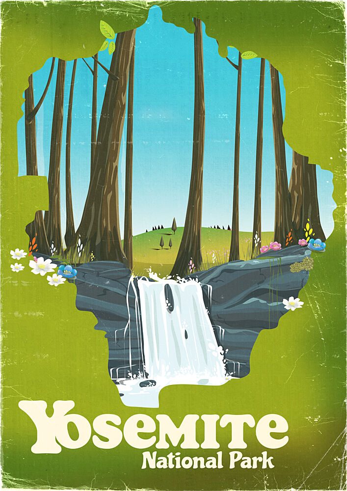 Yosemite Forest Waterfall art print by Nicholas for $57.95 CAD