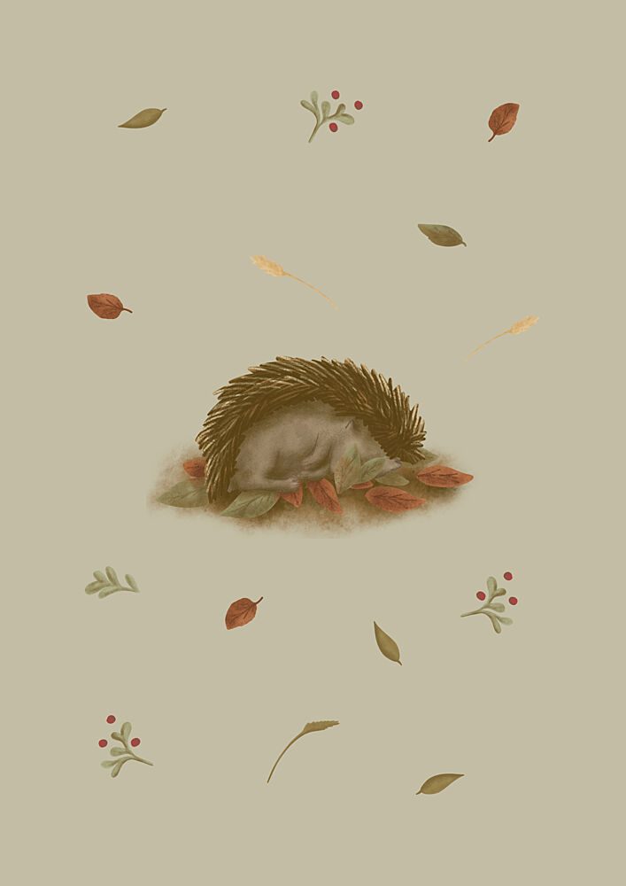 Sleeping Autumn Hedgehog art print by Aminah Eleonora for $57.95 CAD
