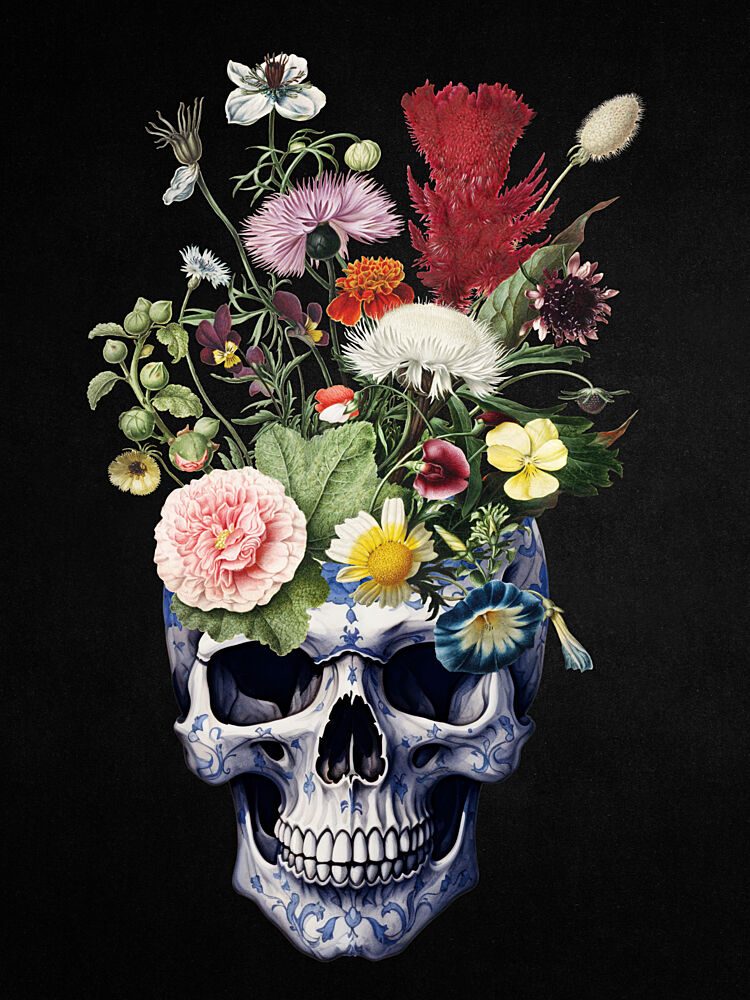 Delft Floral Skull art print by Marja van den Hurk for $57.95 CAD