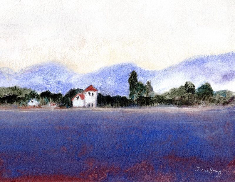 Serene Lakeside Landscape art print by Janel Bragg for $57.95 CAD