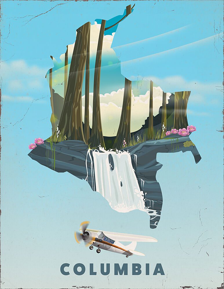 Colombia Map Adventure art print by Nicholas for $57.95 CAD