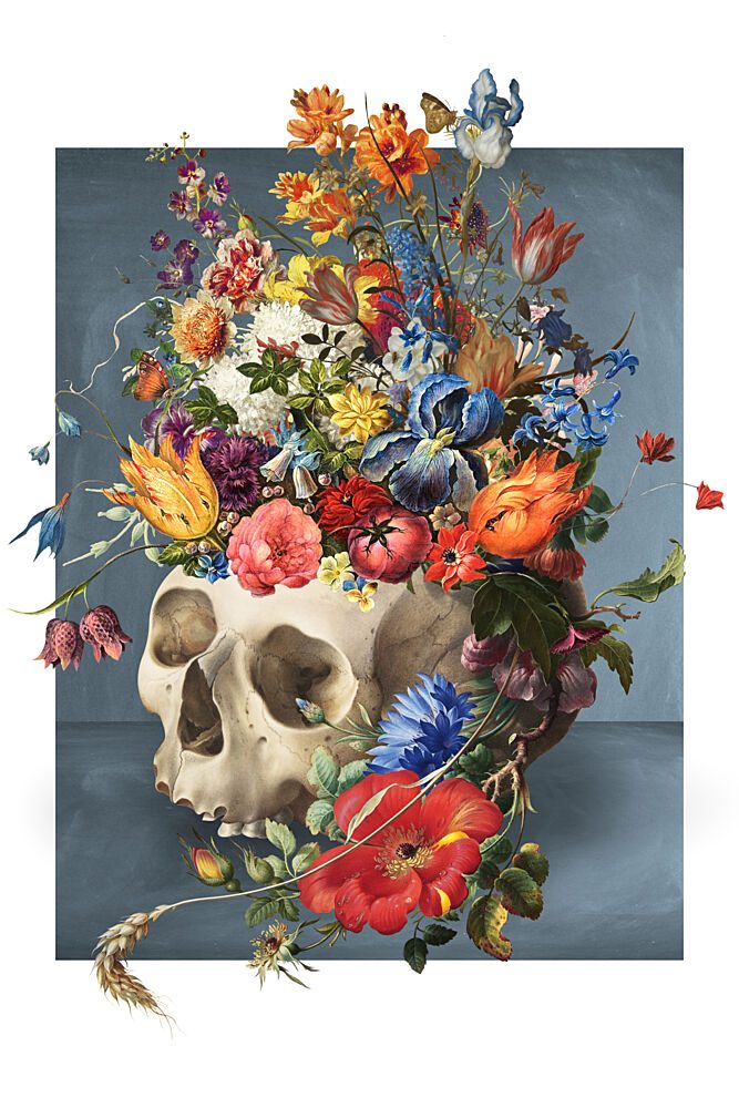 Vibrant Skull Bloom art print by Marja van den Hurk for $57.95 CAD