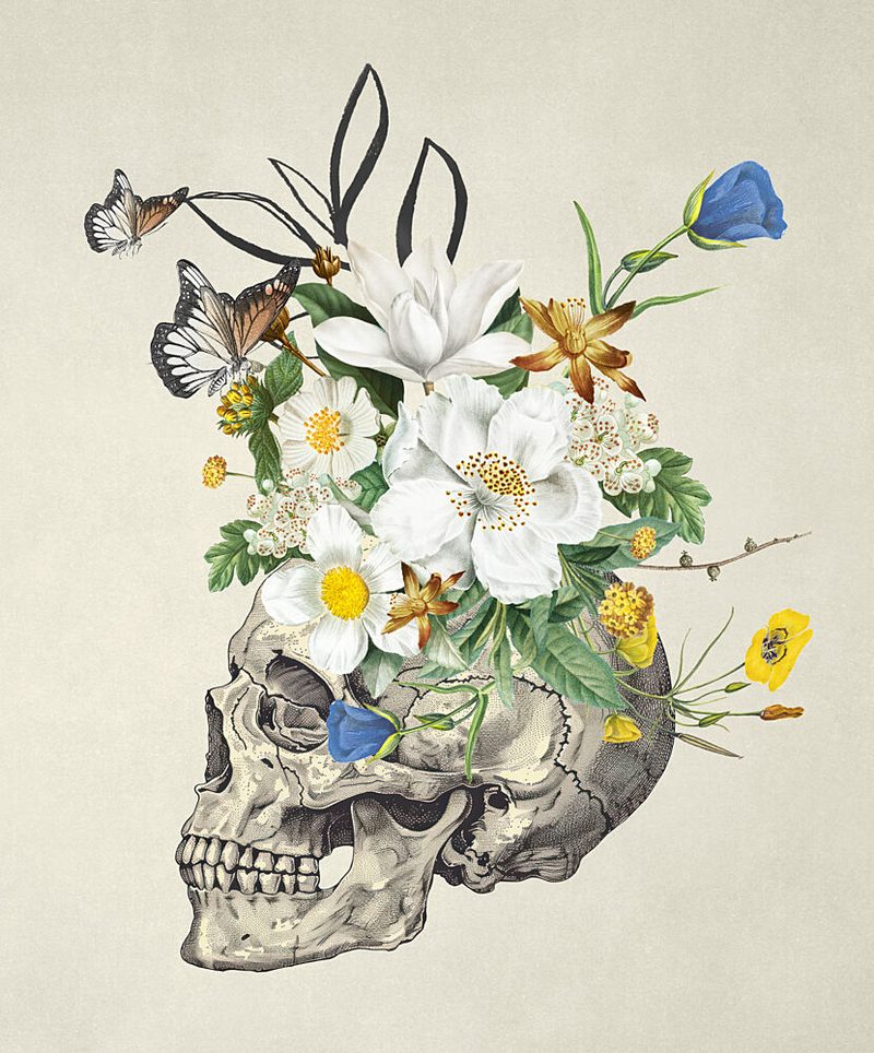 Vintage Floral Skull art print by Marja van den Hurk for $57.95 CAD