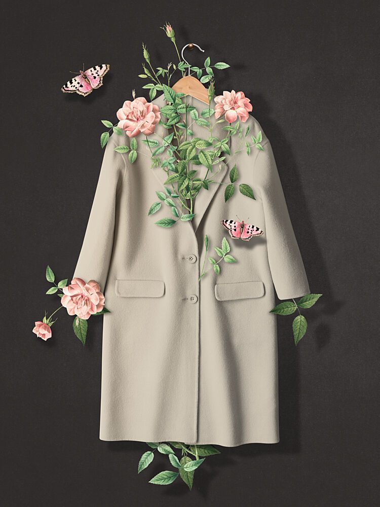 Elegant Floral Coat art print by Marja van den Hurk for $57.95 CAD