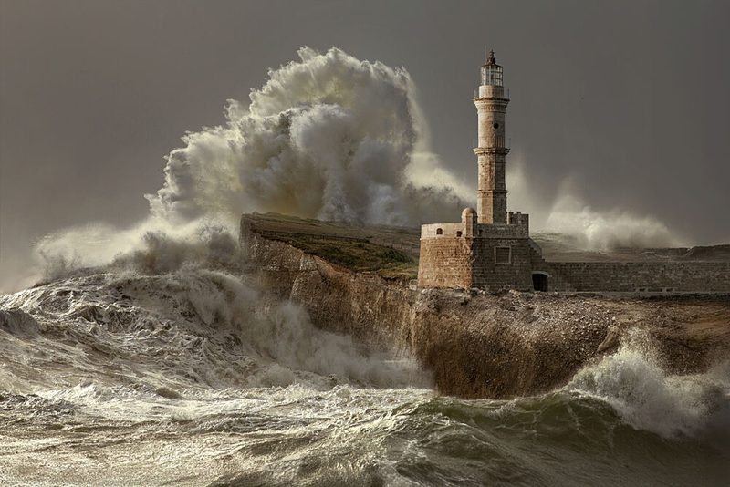 Crashing Waves Lighthouse art print by Marcel Egger for $57.95 CAD