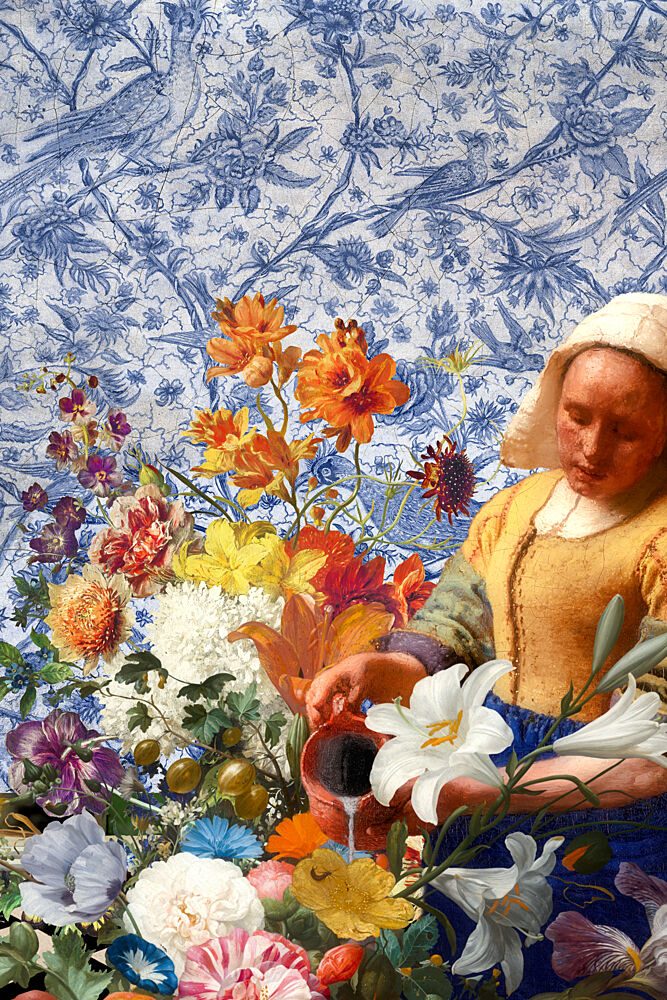 Woman Watering Blue Garden art print by Marja van den Hurk for $57.95 CAD