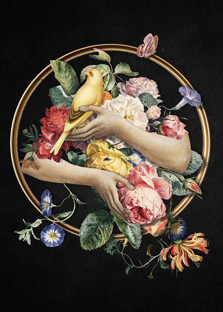 Golden Floral Embrace art print by Marja van den Hurk for $57.95 CAD
