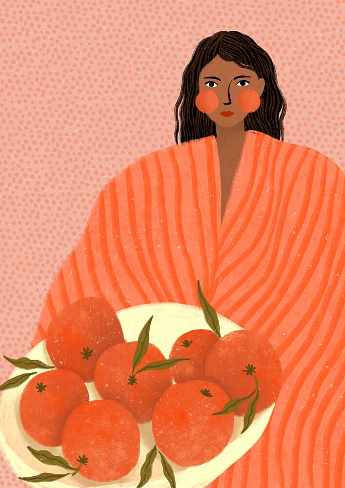 Woman Holding Oranges art print by Bea Muller for $57.95 CAD