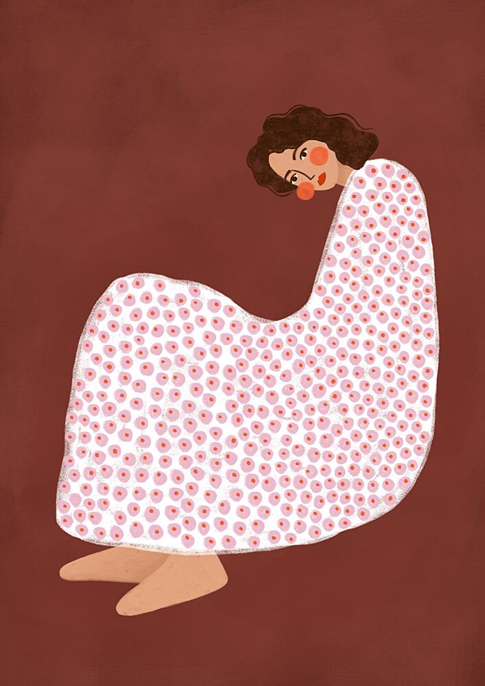 Cozy Dotted Woman art print by Bea Muller for $57.95 CAD