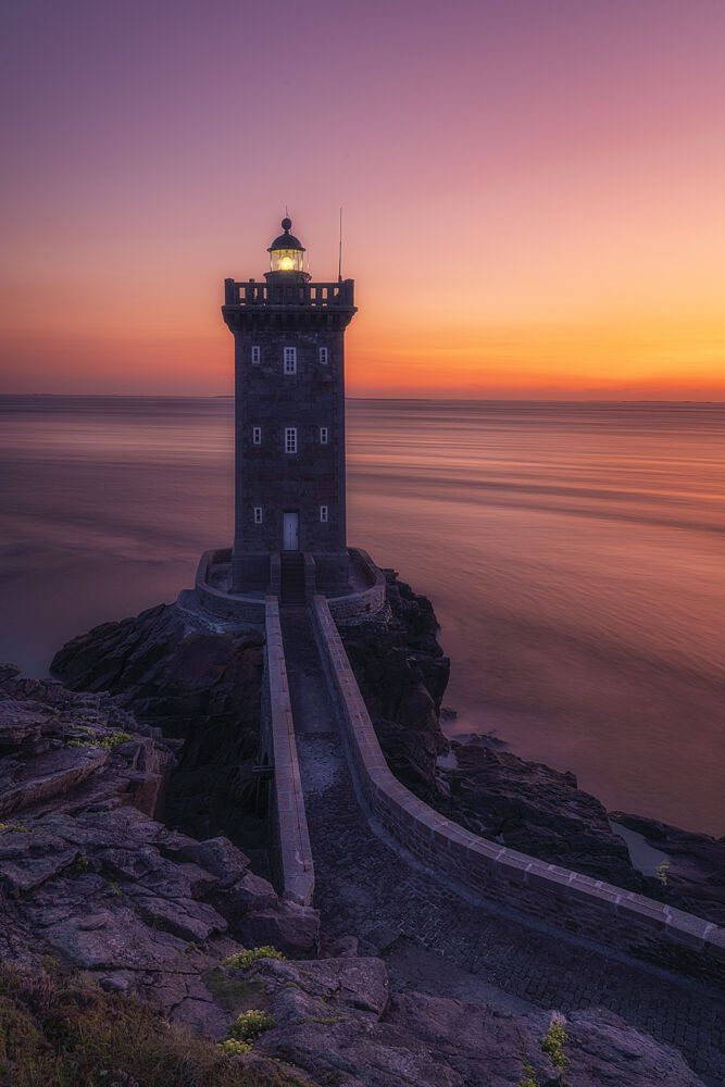 Serene Lighthouse Sunset art print by Oskar Baglietto for $57.95 CAD