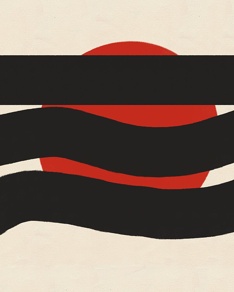 Red Sun Black Waves art print by Deepthi S for $57.95 CAD