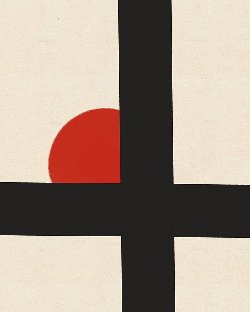 Geometric Red Sun art print by Deepthi S for $57.95 CAD