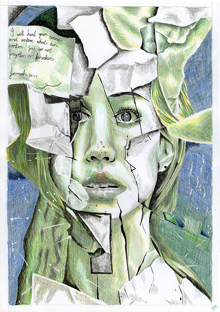 Fragmented Green Portrait art print by Loretta van der Westhuizen for $57.95 CAD