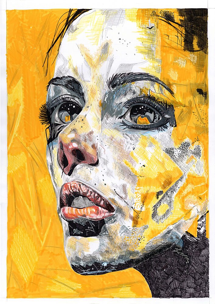 Expressive Yellow Portrait art print by Loretta van der Westhuizen for $57.95 CAD