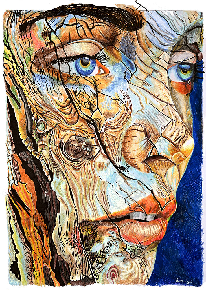 Cracked Wood Portrait art print by Loretta van der Westhuizen for $57.95 CAD