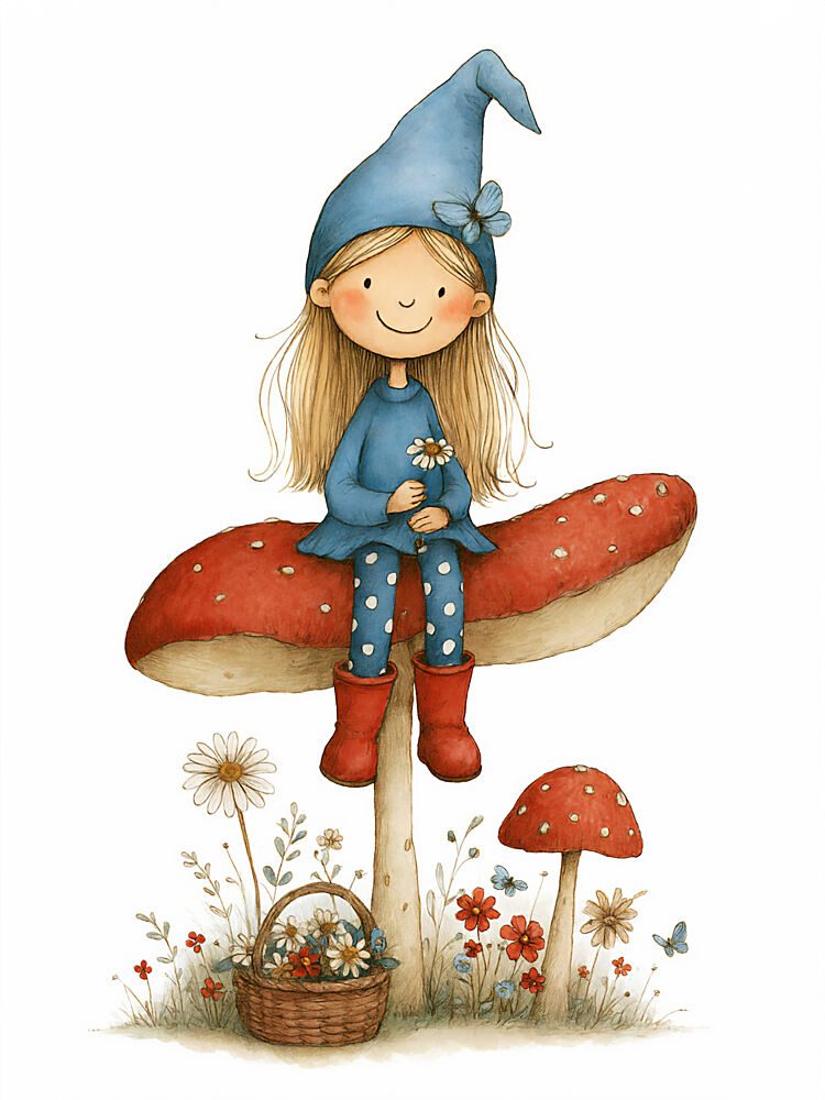 Whimsical Mushroom Girl art print by Annika Persson for $57.95 CAD