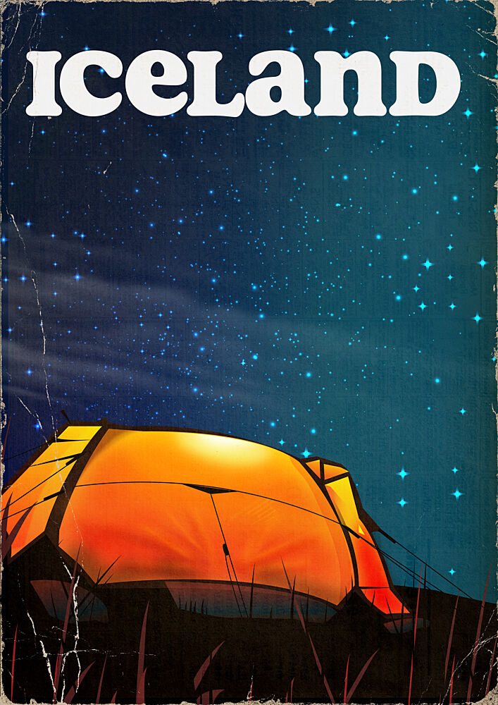 Iceland Starry Night Camping art print by Nicholas for $57.95 CAD