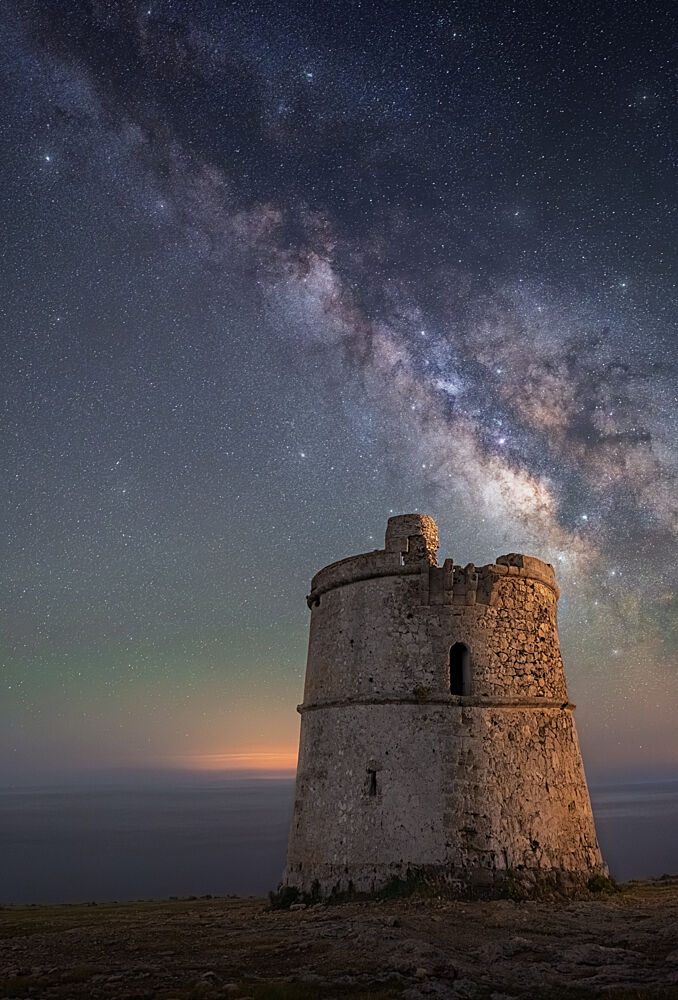 Milky Way over Ancient Tower art print by Joanaduenas for $57.95 CAD