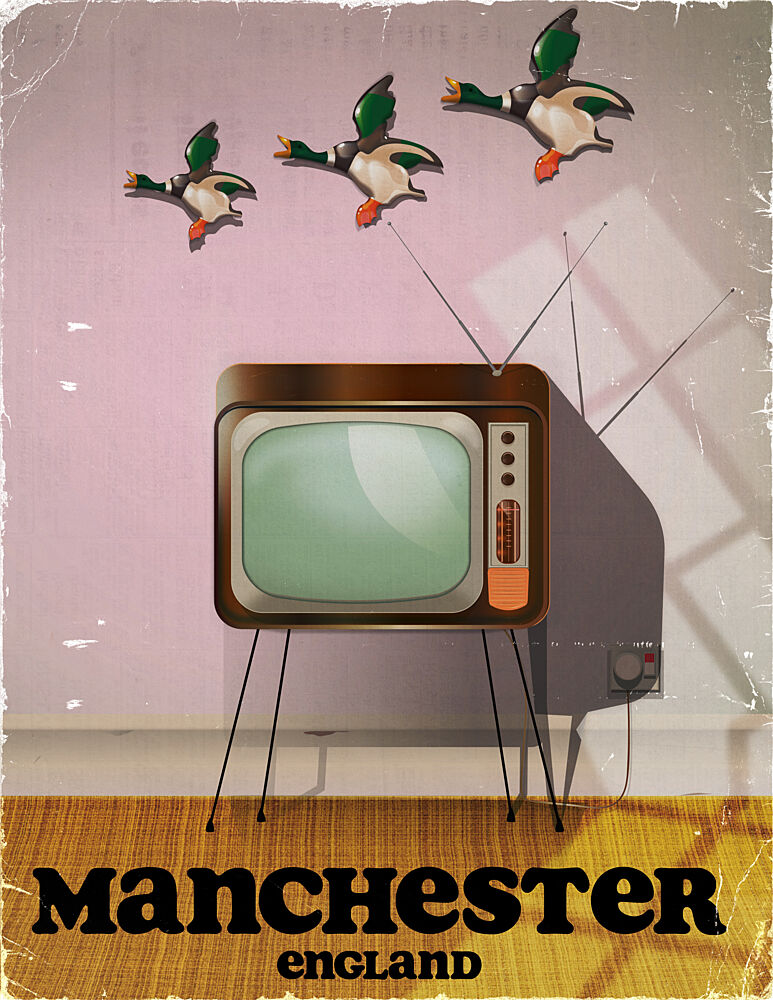 Manchester Retro Tv Ducks art print by Nicholas for $57.95 CAD