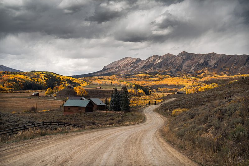 Autumn Mountain Cabin Road art print by Abbas Ali Amir for $57.95 CAD