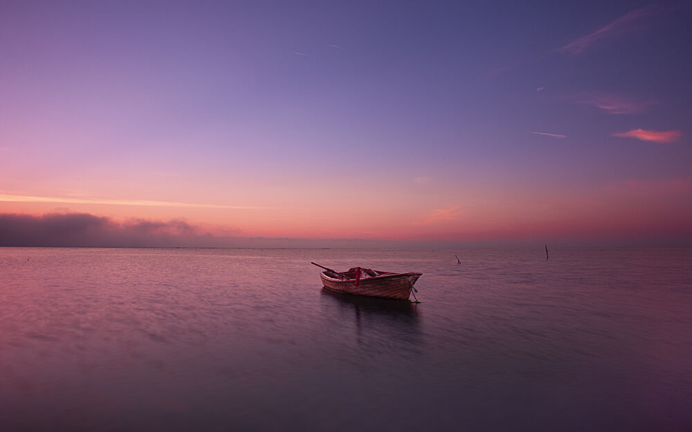 Solitary Boat Twilight art print by Juan Carlos Hervas Martinez for $57.95 CAD